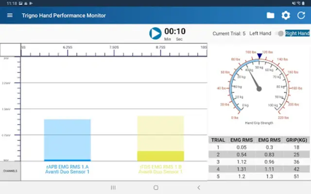 Trigno Hand Performance Monitor android App screenshot 1